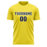 Custom Light Yellow Blue Soccer Jersey