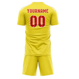 Custom Light Yellow Orange Red Soccer Set