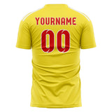 Custom Light Yellow Orange Red Soccer Jersey