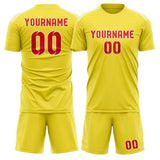 Custom Light Yellow Orange Red Soccer Set