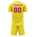 Custom Light Yellow Pink Soccer Set