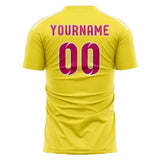 Custom Light Yellow Pink Soccer Jersey