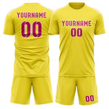 Custom Light Yellow Pink Soccer Set