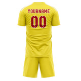 Custom Light Yellow Red Soccer Set