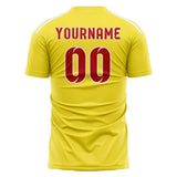 Custom Light Yellow Red Soccer Jersey