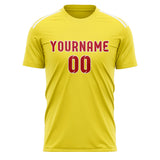 Custom Light Yellow Red Soccer Jersey