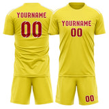 Custom Light Yellow Red Soccer Set