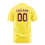 Custom Light Yellow Crimson Red T-Shirt