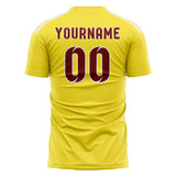 Custom Light Yellow Crimson Red Soccer Jersey
