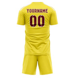 Custom Light Yellow Crimson Red Soccer Set