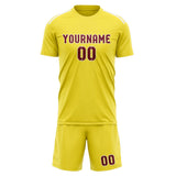 Custom Light Yellow Crimson Red Soccer Set
