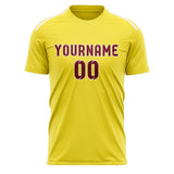 Custom Light Yellow Crimson Red Soccer Jersey