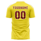 Custom Light Yellow Coral Red Soccer Jersey