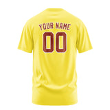 Custom Light Yellow Coral Red T-Shirt