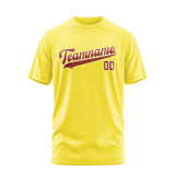 Custom Light Yellow Coral Red T-Shirt