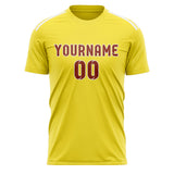 Custom Light Yellow Coral Red Soccer Jersey