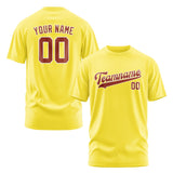 Custom Light Yellow Coral Red T-Shirt