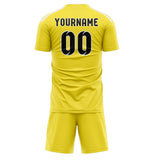 Custom Light Yellow Black Soccer Set