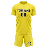 Custom Light Yellow Black Soccer Set