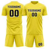 Custom Light Yellow Black Soccer Set