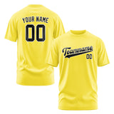 Custom Light Yellow Black T-Shirt