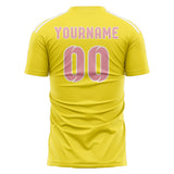 Custom Light Yellow Light Pink Soccer Jersey