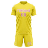 Custom Light Yellow Light Pink Soccer Set