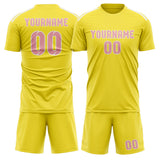 Custom Light Yellow Light Pink Soccer Set