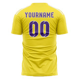 Custom Light Yellow Light Purple Soccer Jersey