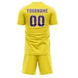 Custom Light Yellow Light Purple Soccer Set