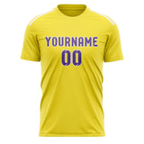 Custom Light Yellow Light Purple Soccer Jersey