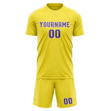 Custom Light Yellow Light Purple Soccer Set