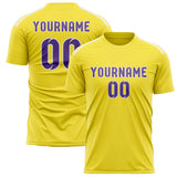Custom Light Yellow Light Purple Soccer Jersey