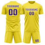 Custom Light Yellow Light Purple Soccer Set