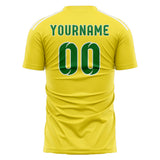 Custom Light Yellow Emerald Green Soccer Jersey
