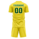 Custom Light Yellow Emerald Green Soccer Set