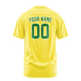 Custom Light Yellow Emerald Green T-Shirt
