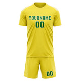 Custom Light Yellow Emerald Green Soccer Set