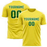 Custom Light Yellow Emerald Green Soccer Jersey