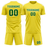 Custom Light Yellow Emerald Green Soccer Set