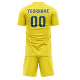Custom Light Yellow Blue Green Soccer Set