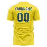 Custom Light Yellow Blue Green Soccer Jersey
