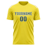 Custom Light Yellow Blue Green Soccer Jersey