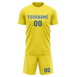Custom Light Yellow Blue Green Soccer Set