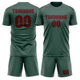 Custom Blue Green Crimson Red Soccer Set