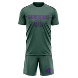 Custom Blue Green Light Purple Soccer Set