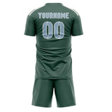 Custom Blue Green Light Blue Soccer Set