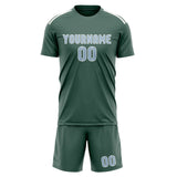 Custom Blue Green Light Blue Soccer Set