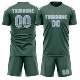 Custom Blue Green Light Blue Soccer Set