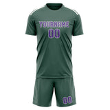 Custom Blue Green Light Purple Soccer Set